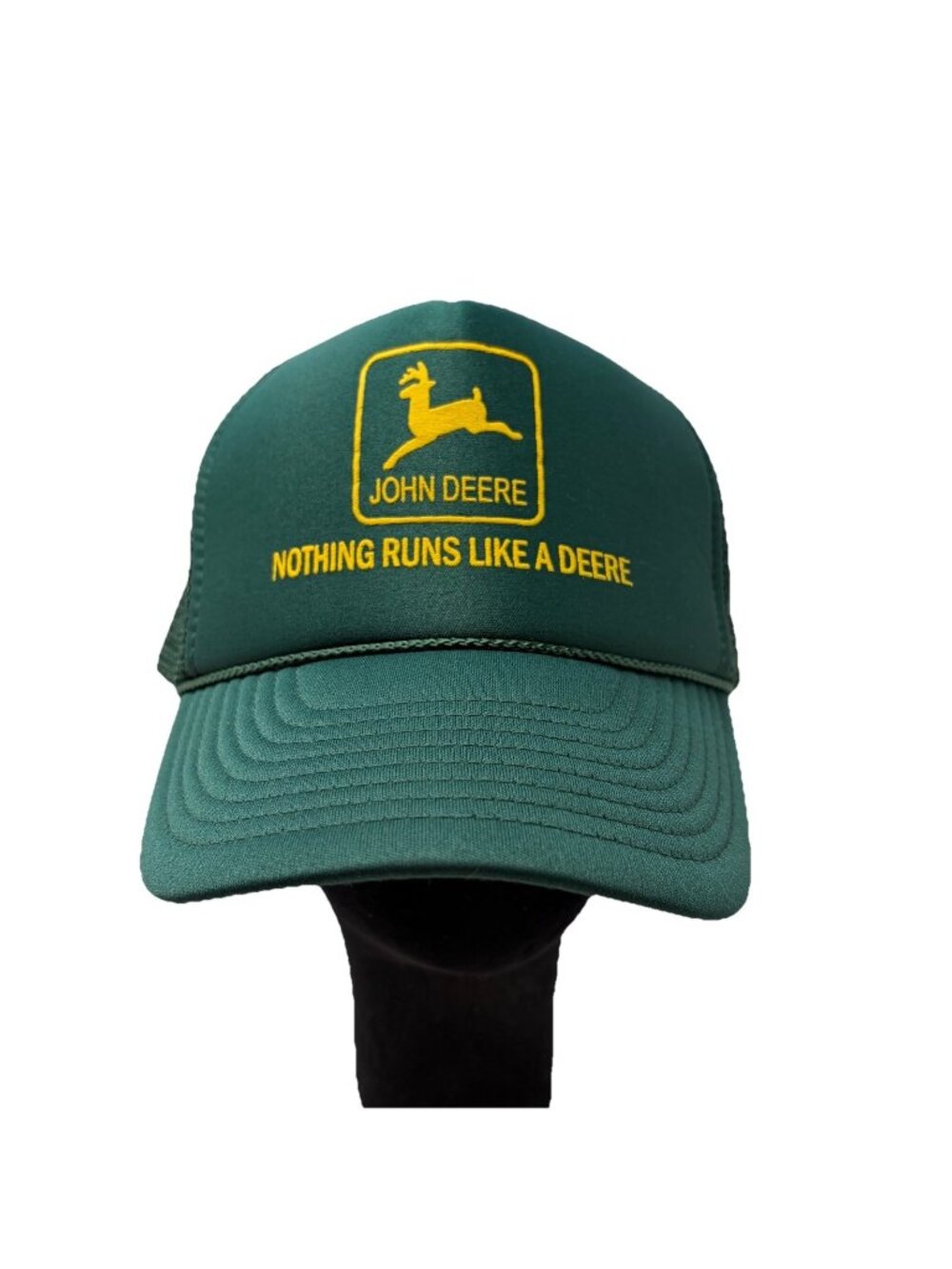 John Deere Nothing Runs Like a Deere Vintage Mesh Trucker Hat Cap Foam Dad 80's